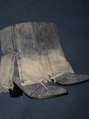 Steve Madden Acid Wash Denim Heeled Boots